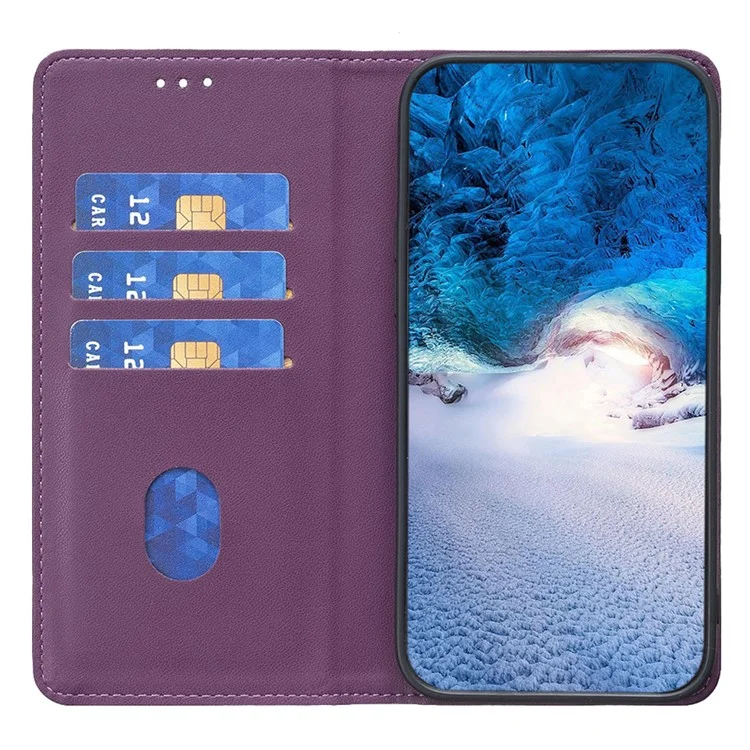 BINFEN COLOR BF18 Protective Case for Google Pixel 8 Pro Phone Case Leather Flip Cover with Card Holder - Dark Purple