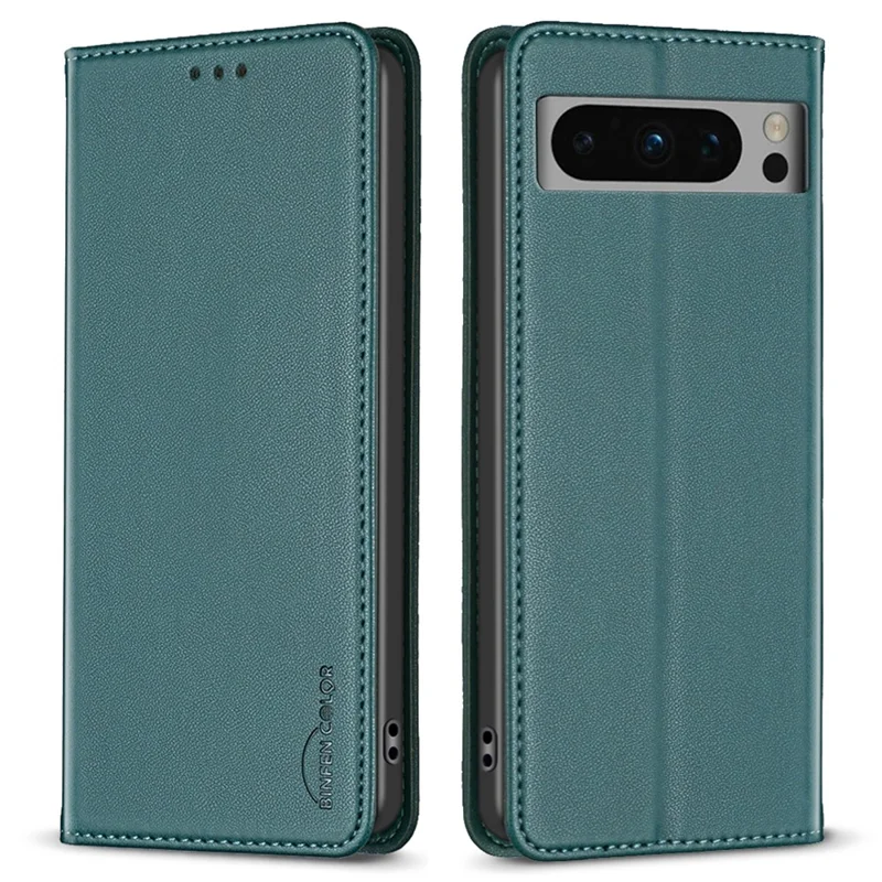 BINFEN COLOR BF18 Protective Case for Google Pixel 8 Pro Phone Case Leather Flip Cover with Card Holder - Green