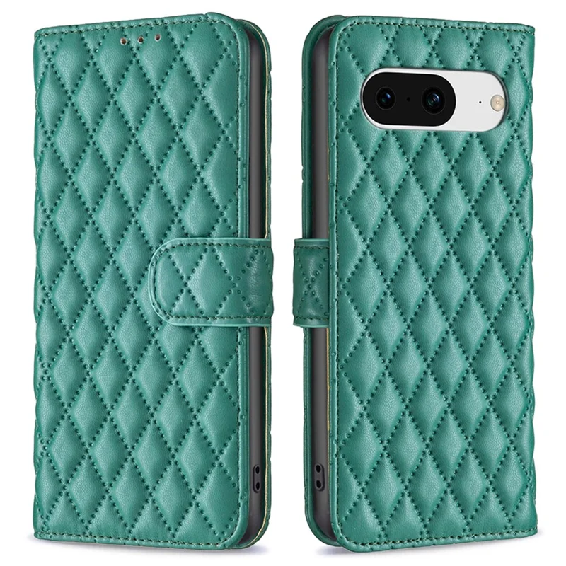 BINFEN COLOR BF Style-14 for Google Pixel 8 Wallet Phone Case Imprinted PU Leather Stand Cover - Green