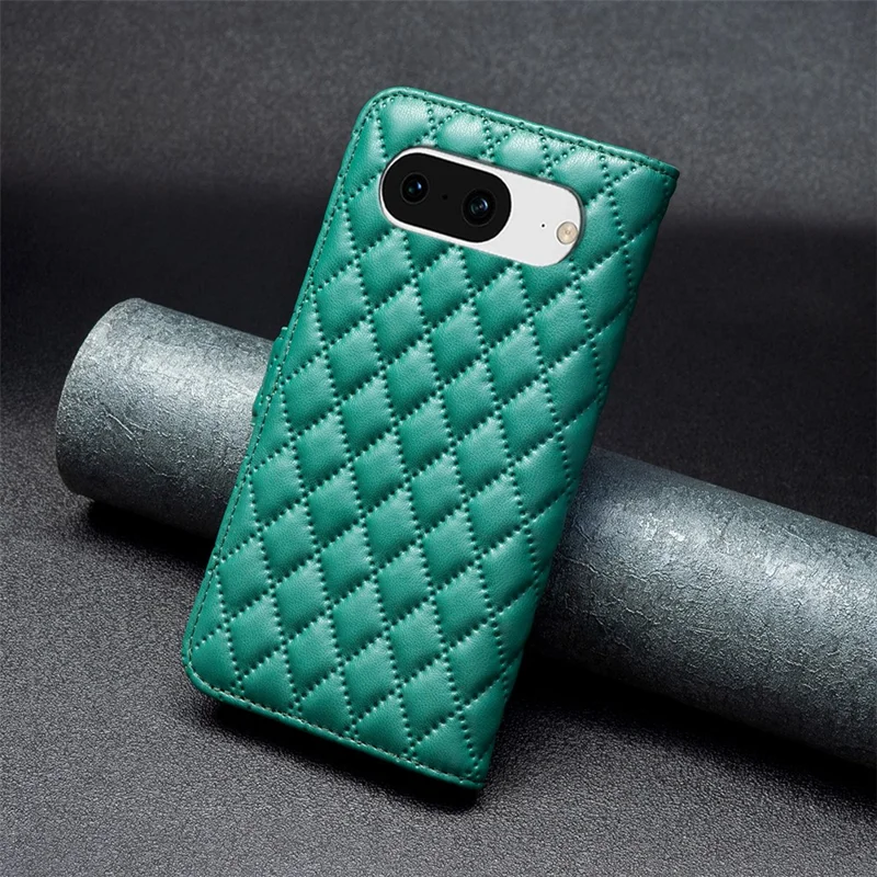 BINFEN COLOR BF Style-14 for Google Pixel 8 Wallet Phone Case Imprinted PU Leather Stand Cover - Green