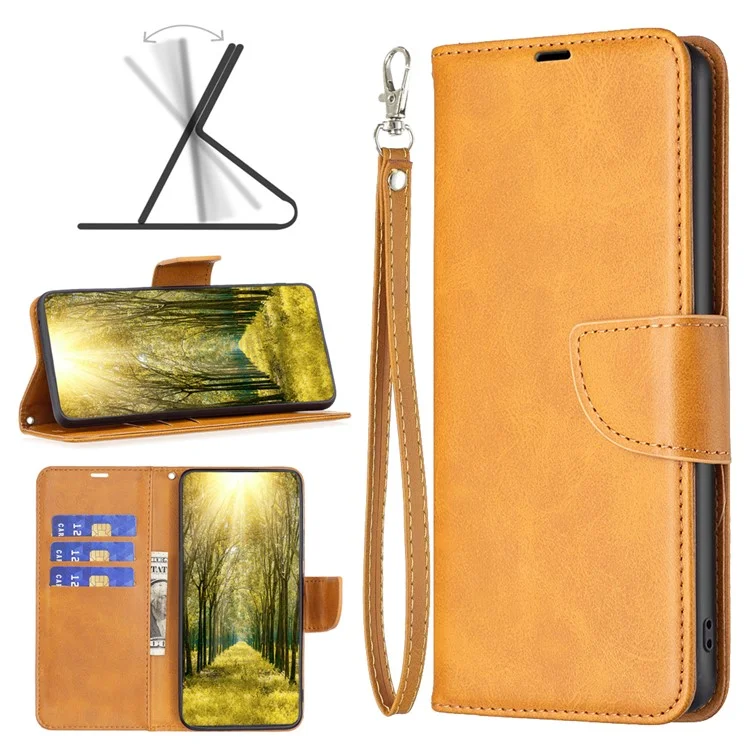 Per Google Pixel 8 Textured Stand Phone Case Solid Color Wallet PU Leather + Inner TPU Phone Cover - Giallo
