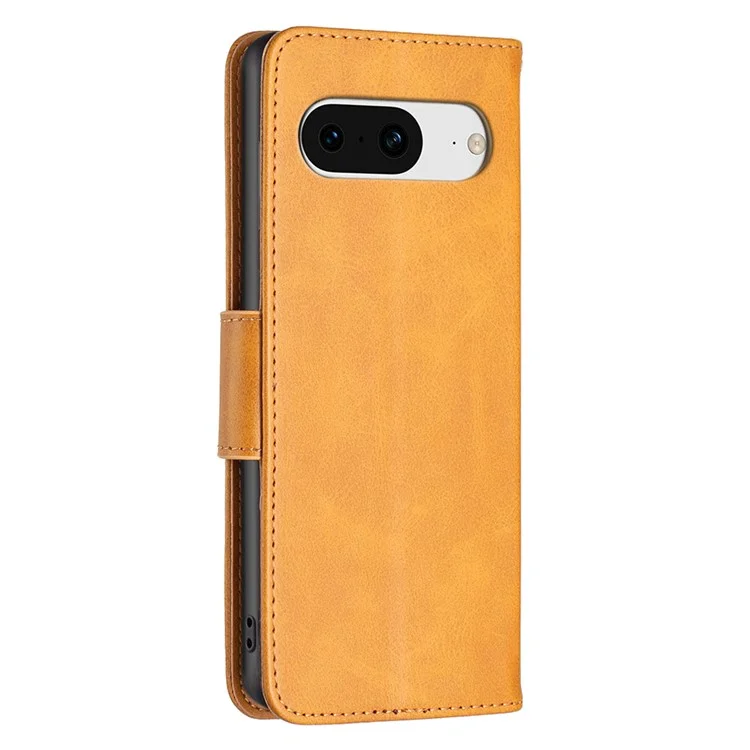 Per Google Pixel 8 Textured Stand Phone Case Solid Color Wallet PU Leather + Inner TPU Phone Cover - Giallo