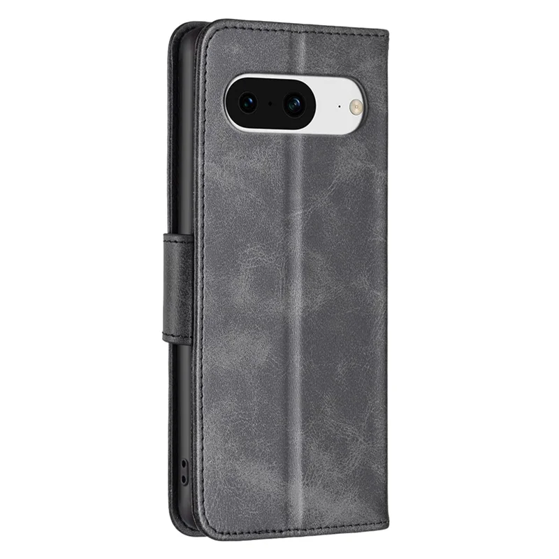For Google Pixel 8 Textured Stand Phone Case Solid Color Wallet PU Leather + Inner TPU Phone Cover - Black