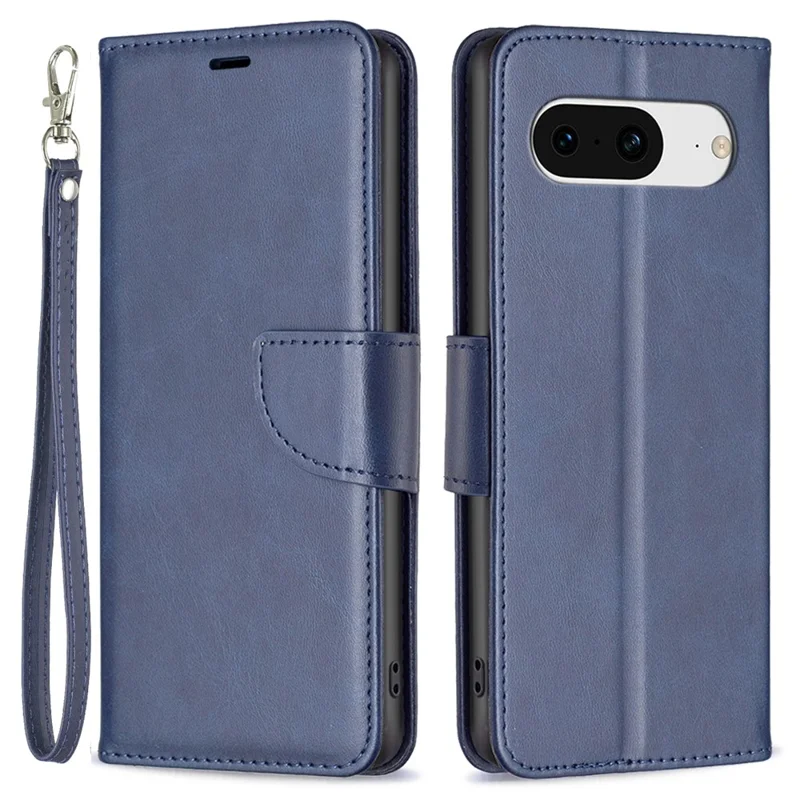 For Google Pixel 8 Textured Stand Phone Case Solid Color Wallet PU Leather + Inner TPU Phone Cover - Blue