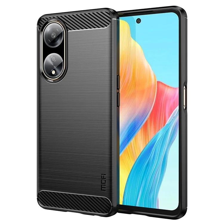MOFI JK ПУ-серия-1 мягкий ПУ-чехол для телефона Oppo A1 5G с углеродным волокном, щеточная анти-капельная крышка для телефона - черный