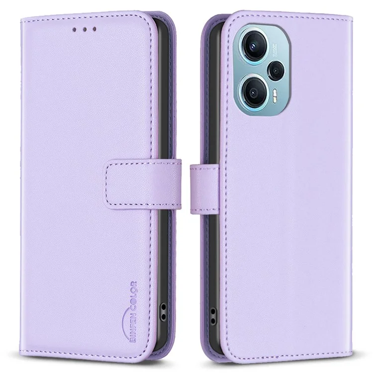 BINFEN COLOR BF17 Für Xiaomi Poco F5 5G / Redmi Note 12 Turbo Handystandhülle PU-Leder Brieftasche - Lila