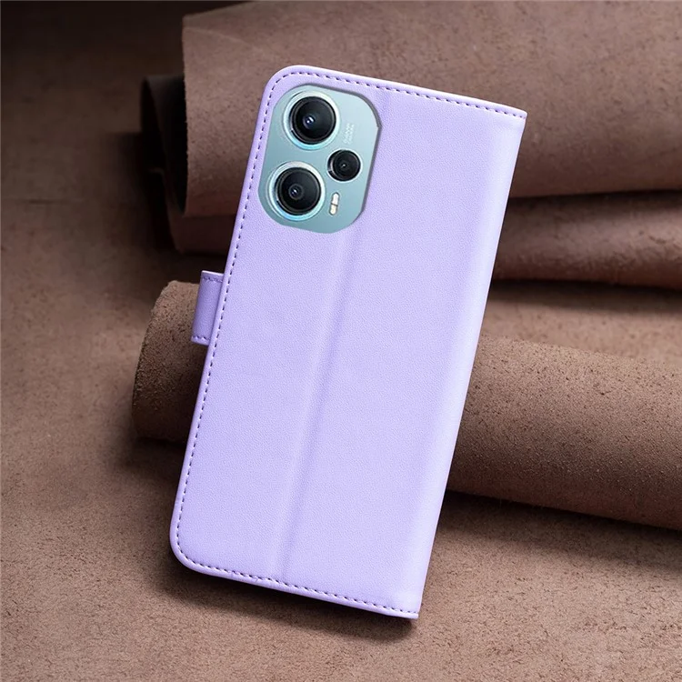 BINFEN COLOR BF17 Für Xiaomi Poco F5 5G / Redmi Note 12 Turbo Handystandhülle PU-Leder Brieftasche - Lila