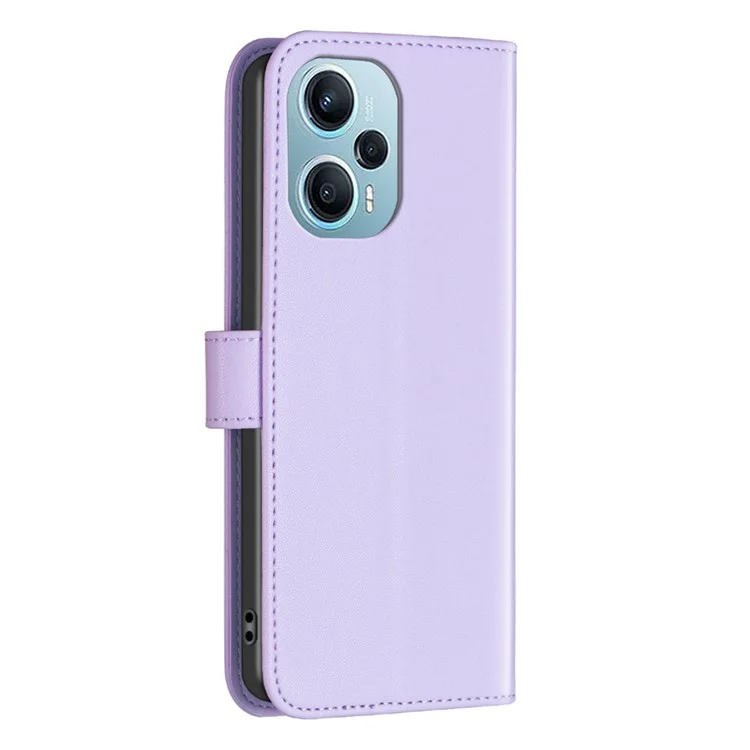 BINFEN COLOR BF17 Für Xiaomi Poco F5 5G / Redmi Note 12 Turbo Handystandhülle PU-Leder Brieftasche - Lila