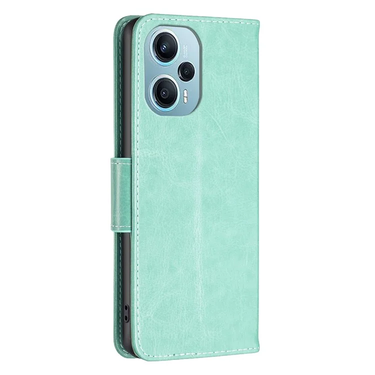 Für Xiaomi Poco F5 5G / Redmi Note 12 Turbo Wallet Phone Case Butterfly Imprinted Leather Flip Cover with Strap - Grün