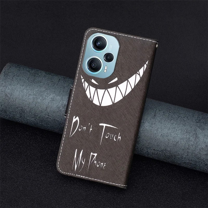 Für Xiaomi Poco F5 5G / Redmi Note 12 Turbo Muster Bedruckt Stoßfestes Handyhülle Leder Geldbörse Ständer Abdeckung - Fass mein Telefon nicht an