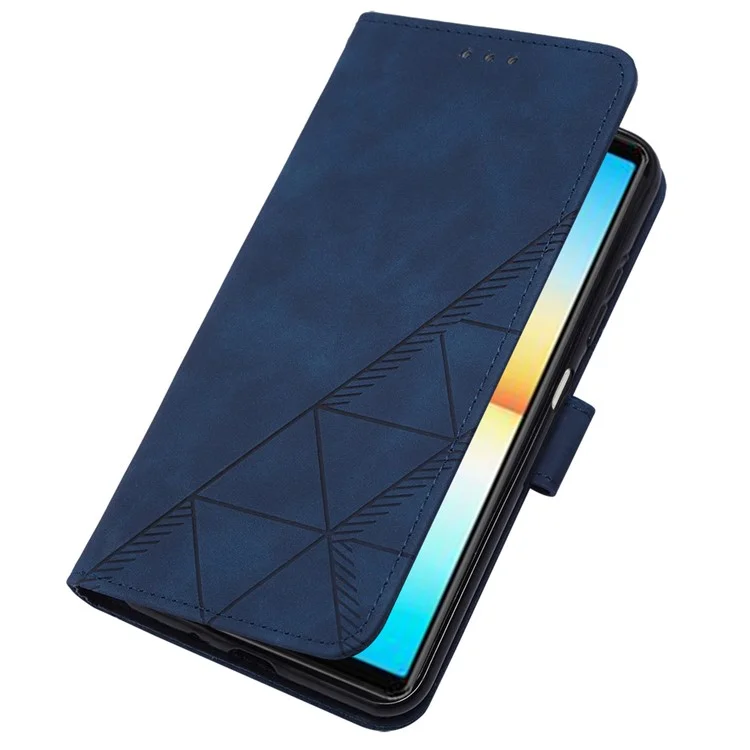 For Sony Xperia 10 V Leather Case with Shoulder Strap Wallet Stand Phone Cover - Sapphire
