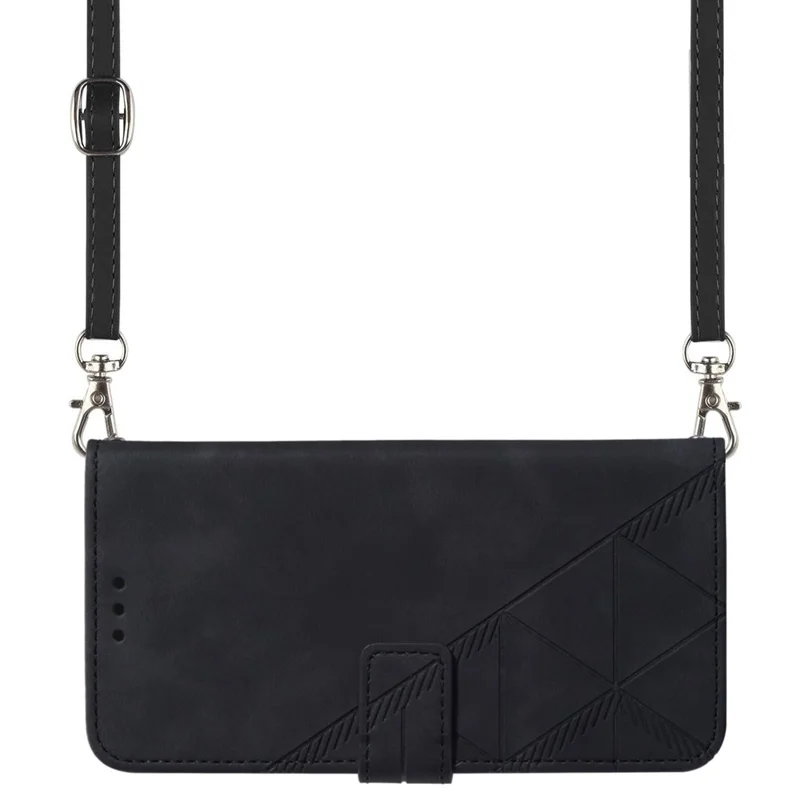 For Sony Xperia 10 V Leather Case with Shoulder Strap Wallet Stand Phone Cover - Black