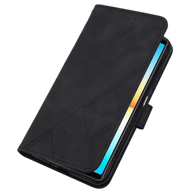 For Sony Xperia 10 V Leather Case with Shoulder Strap Wallet Stand Phone Cover - Black