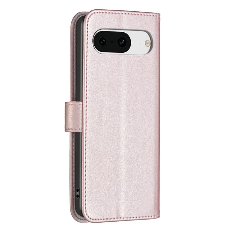 BINFEN COLOR BF17 Para Google Pixel 8 Estuche de Soporte de Cuero Protector de Teléfono Celular Billetera - Oro Rosa