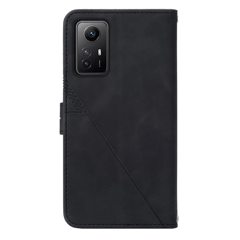 For Xiaomi Redmi Note 12S 4G Leather Case with Shoulder Strap Wallet Stand Phone Cover - Black