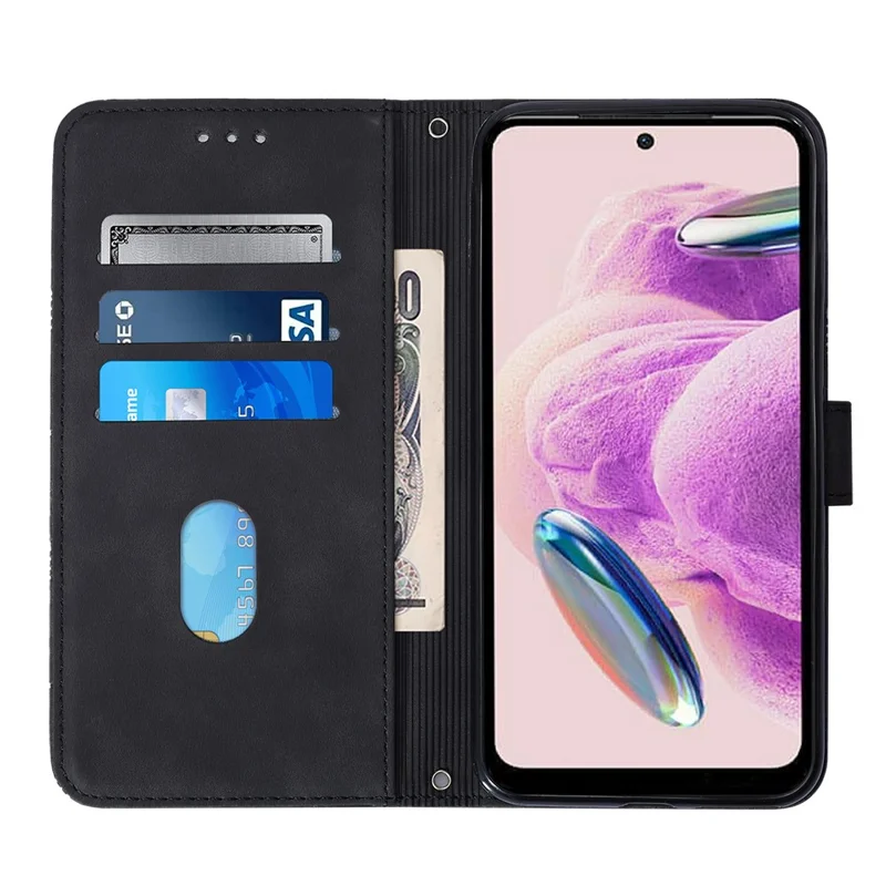 For Xiaomi Redmi Note 12S 4G Leather Case with Shoulder Strap Wallet Stand Phone Cover - Black