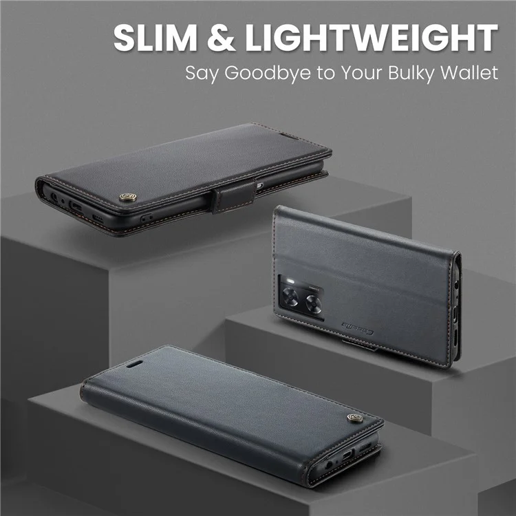 CASEME 023 Серия для Oppo A57 4G / A57s 4G / A57e 4G / A77 4G / A77s 4G / OnePlus Nord N20 SE 4G RFID блокирующий кожаный чехол - черный