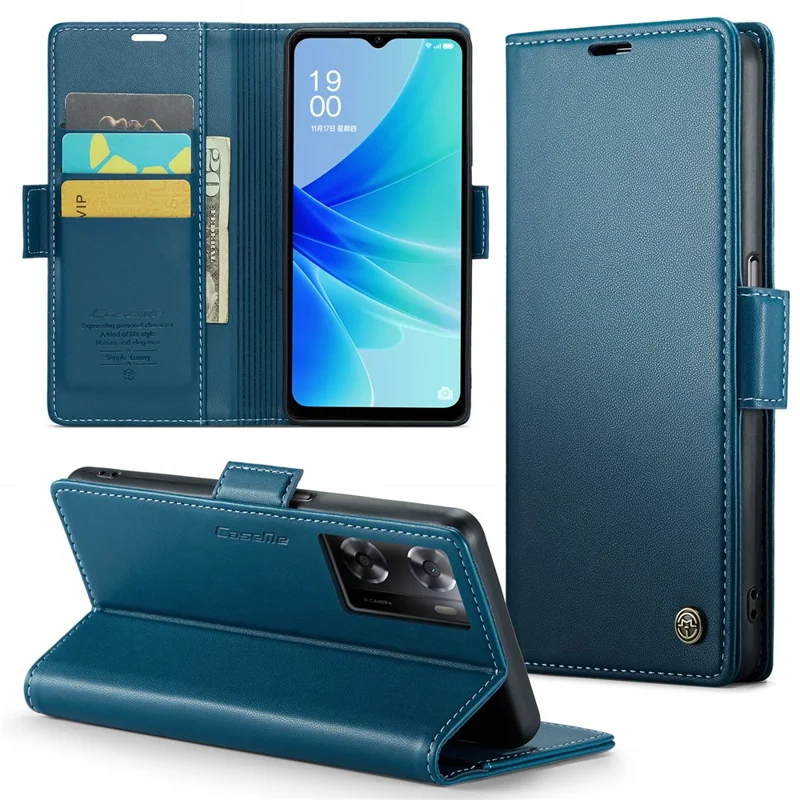CASEME Serie 023 para Oppo A57 4G / A57s 4G / A57e 4G / A77 4G / A77s 4G / OnePlus Nord N20 SE 4G Funda de Cuero con Bloqueo RFID - Azul