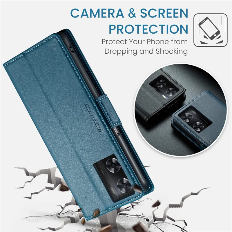 CASEME Serie 023 para Oppo A57 4G / A57s 4G / A57e 4G / A77 4G / A77s 4G / OnePlus Nord N20 SE 4G Funda de Cuero con Bloqueo RFID - Azul