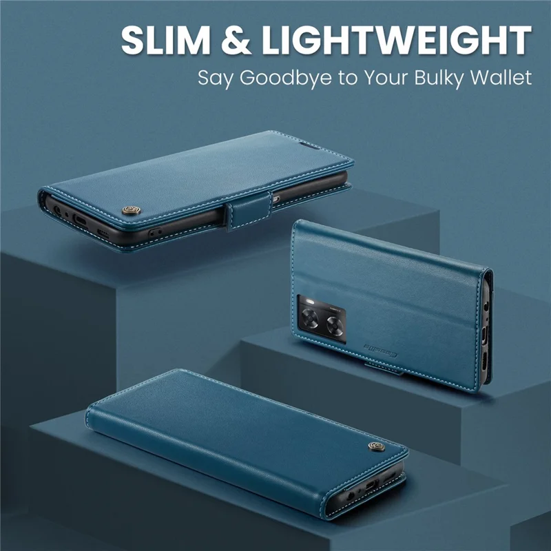 CASEME Serie 023 para Oppo A57 4G / A57s 4G / A57e 4G / A77 4G / A77s 4G / OnePlus Nord N20 SE 4G Funda de Cuero con Bloqueo RFID - Azul