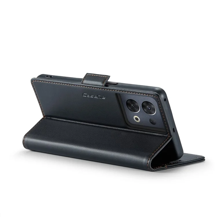 CASEME 023 Serie RFID Blocking Phone Cover für Oppo Reno8 Pro 5G (Globale Version) PU-Leder Geldbörse Ständer Hülle - Schwarz