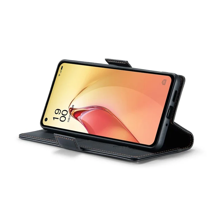 CASEME 023 Serie RFID Blocking Phone Cover für Oppo Reno8 Pro 5G (Globale Version) PU-Leder Geldbörse Ständer Hülle - Schwarz