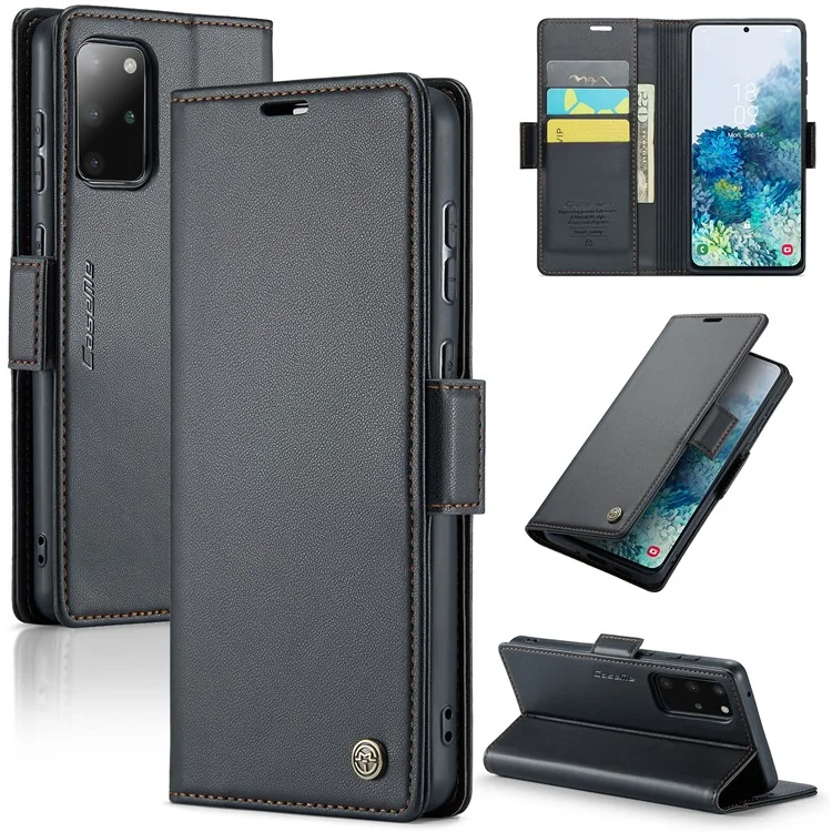 CASEME 023 Serie Estuche del Soporte del Teléfono para Samsung Galaxy S20 Plus 5G / 4G Cartera de Cuero PU con Bloqueo RFID - Negro 