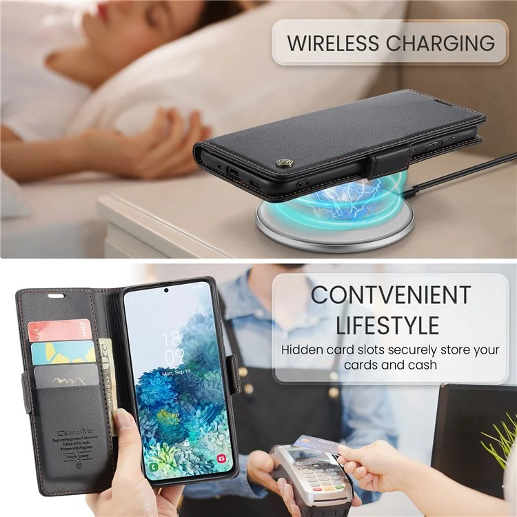 CASEME 023 Serie Estuche del Soporte del Teléfono para Samsung Galaxy S20 Plus 5G / 4G Cartera de Cuero PU con Bloqueo RFID - Negro 