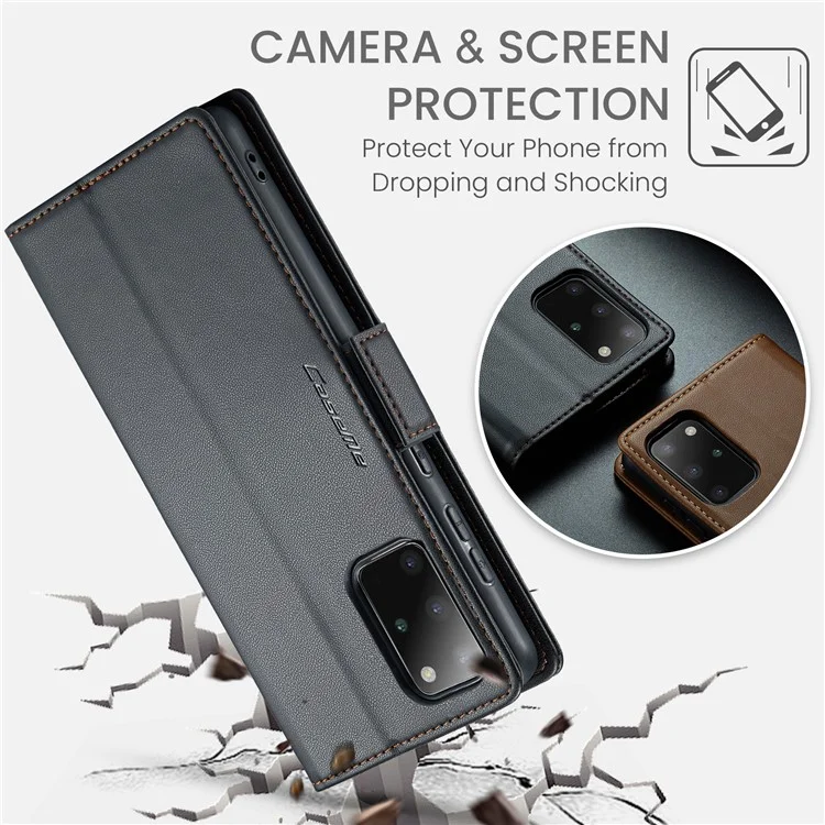 CASEME 023 Serie Estuche del Soporte del Teléfono para Samsung Galaxy S20 Plus 5G / 4G Cartera de Cuero PU con Bloqueo RFID - Negro 