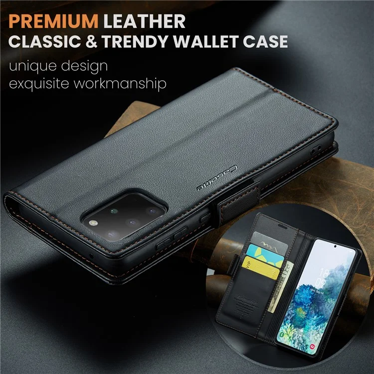 CASEME 023 Serie Estuche del Soporte del Teléfono para Samsung Galaxy S20 Plus 5G / 4G Cartera de Cuero PU con Bloqueo RFID - Negro 