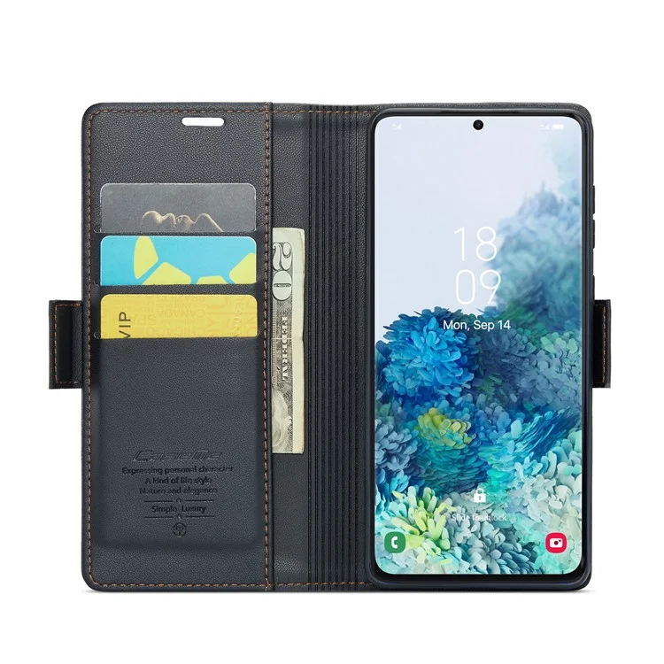 CASEME 023 Serie Estuche del Soporte del Teléfono para Samsung Galaxy S20 Plus 5G / 4G Cartera de Cuero PU con Bloqueo RFID - Negro 