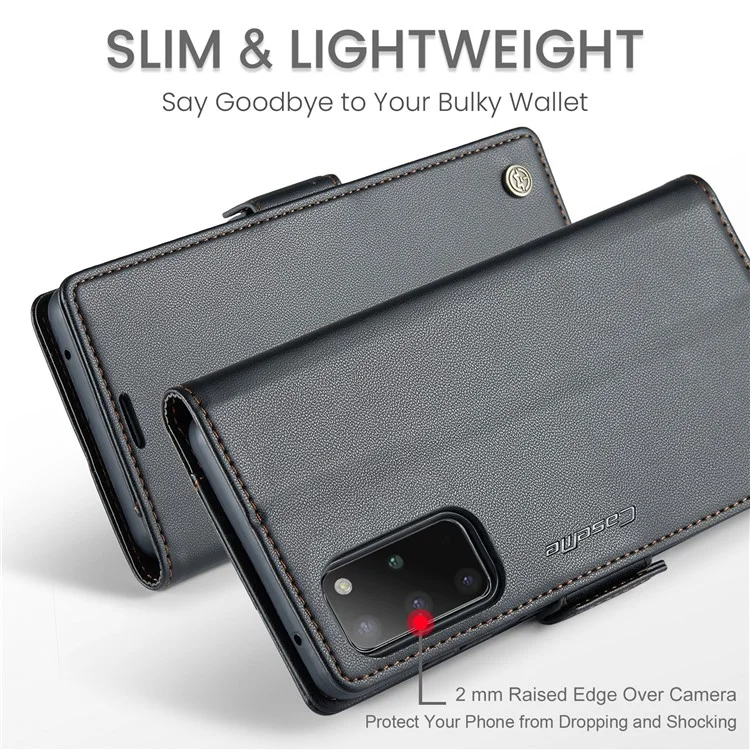 CASEME 023 Serie Estuche del Soporte del Teléfono para Samsung Galaxy S20 Plus 5G / 4G Cartera de Cuero PU con Bloqueo RFID - Negro 