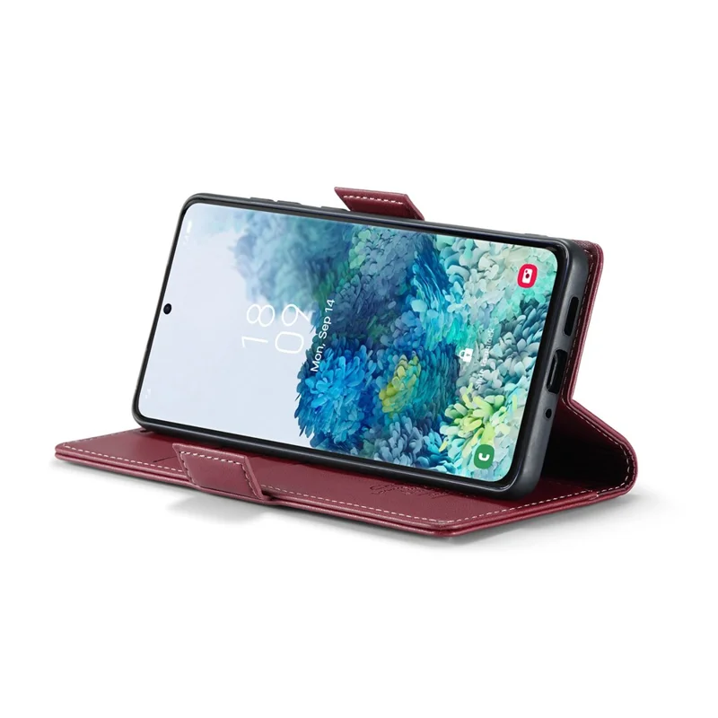 For Samsung Galaxy S20 Plus 5G / 4G Leather Case CASEME 023 RFID Blocking 3 Card Slot Mobile Cover - Red