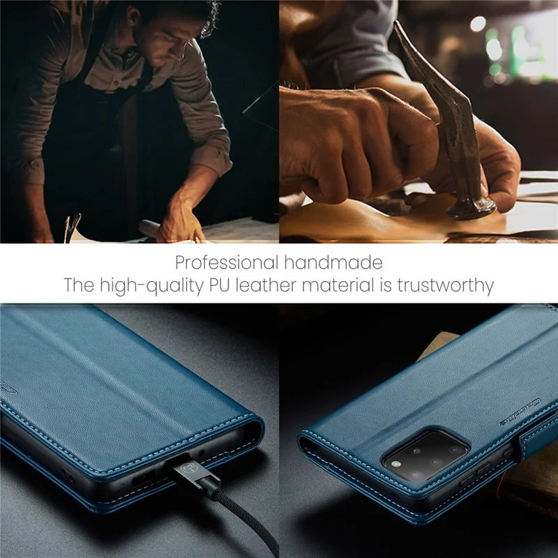 CASEME 023 Series Phone Stand Case para Samsung Galaxy S20 Plus 5G / 4G Funda de Billetera de Cuero PU con Bloqueo RFID - Azul