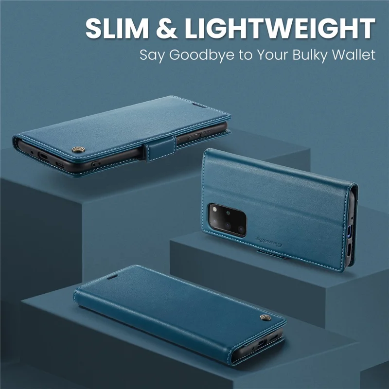 CASEME 023 Series Phone Stand Case para Samsung Galaxy S20 Plus 5G / 4G Funda de Billetera de Cuero PU con Bloqueo RFID - Azul