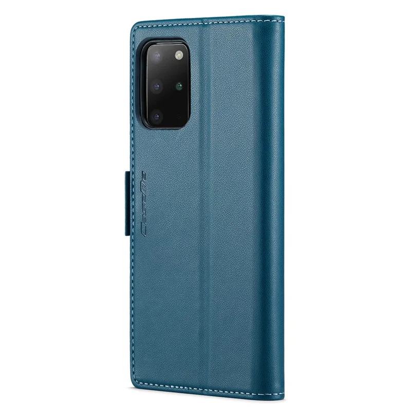 CASEME 023 Series Phone Stand Case para Samsung Galaxy S20 Plus 5G / 4G Funda de Billetera de Cuero PU con Bloqueo RFID - Azul