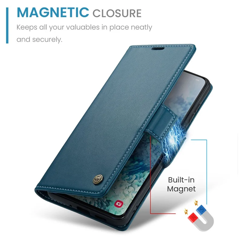 CASEME 023 Series Phone Stand Case para Samsung Galaxy S20 Plus 5G / 4G Funda de Billetera de Cuero PU con Bloqueo RFID - Azul