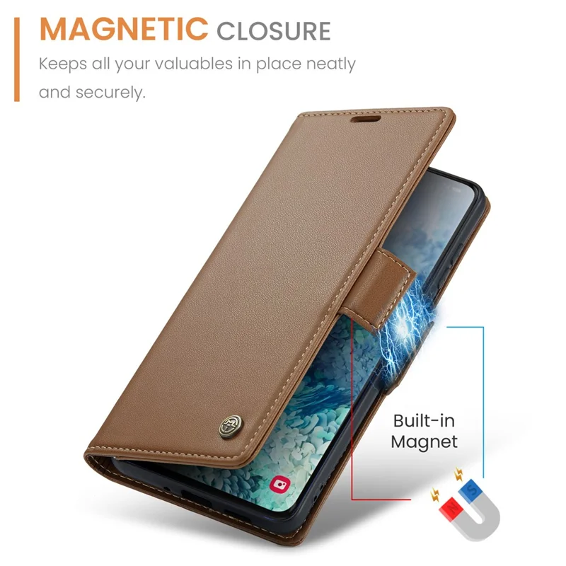 For Samsung Galaxy S20 Plus 5G / 4G Leather Case CASEME 023 RFID Blocking 3 Card Slot Mobile Cover - Brown