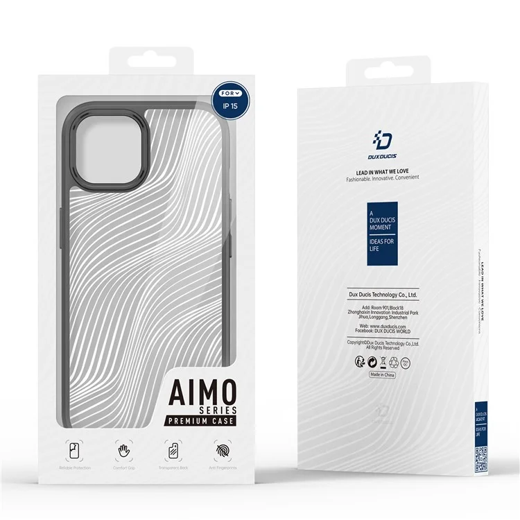 DUX DUCIS Aimo Series for iPhone 15 Matte Phone Case TPU+PC Shockproof Cover (REACH Certification) - Black