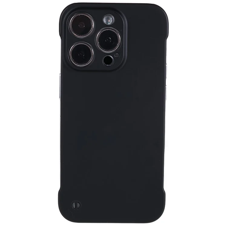 Para la Cubierta de la PC Dura Sin Marco de Iphone 14 Pro en Marco de la Piel Touch de Goma. - Negro