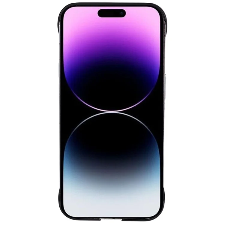 Para la Cubierta de la PC Dura Sin Marco de Iphone 14 Pro en Marco de la Piel Touch de Goma. - Negro