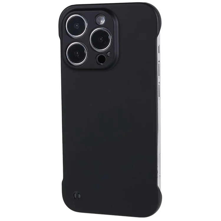 Para la Cubierta de la PC Dura Sin Marco de Iphone 14 Pro en Marco de la Piel Touch de Goma. - Negro