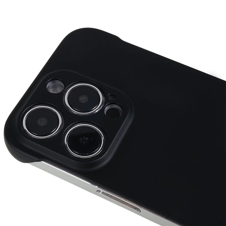 Para la Cubierta de la PC Dura Sin Marco de Iphone 14 Pro en Marco de la Piel Touch de Goma. - Negro