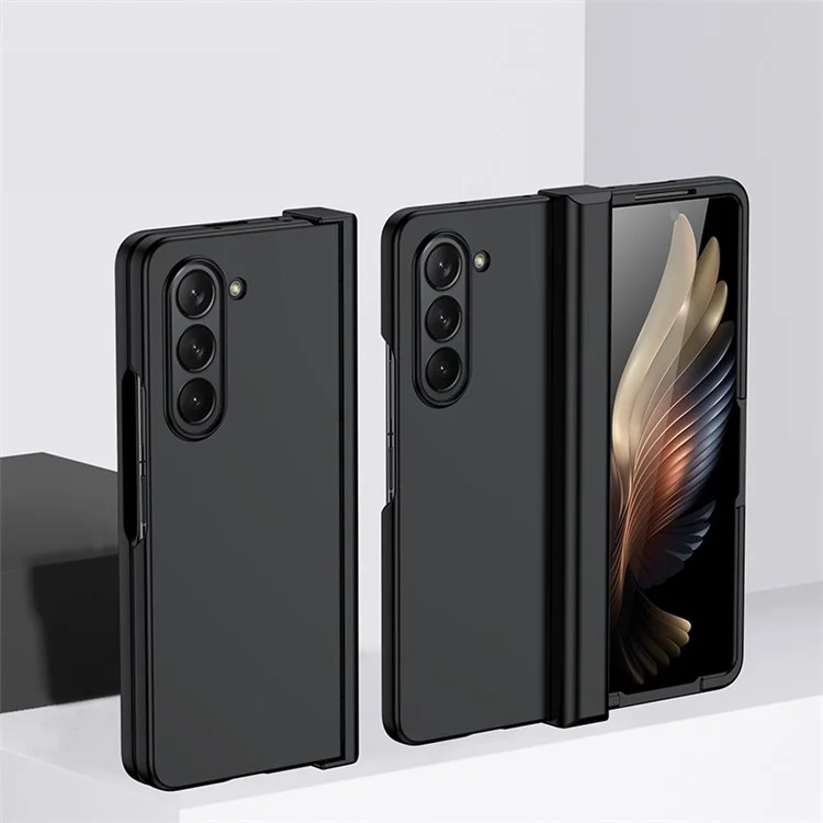 For Samsung Galaxy Z Fold5 5G Hinde Protection PC Phone Case Skin-touch Shockproof Cover - Black