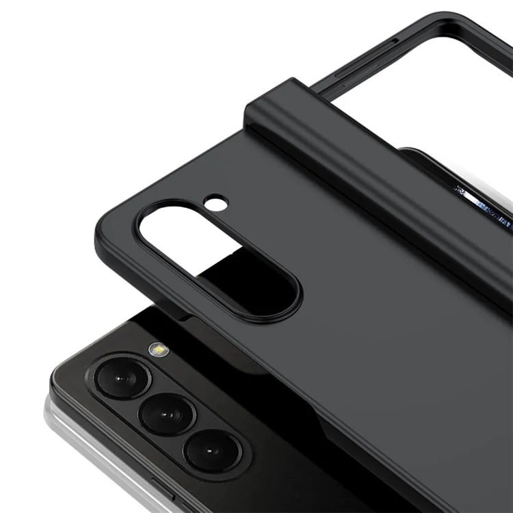 For Samsung Galaxy Z Fold5 5G Hinde Protection PC Phone Case Skin-touch Shockproof Cover - Black