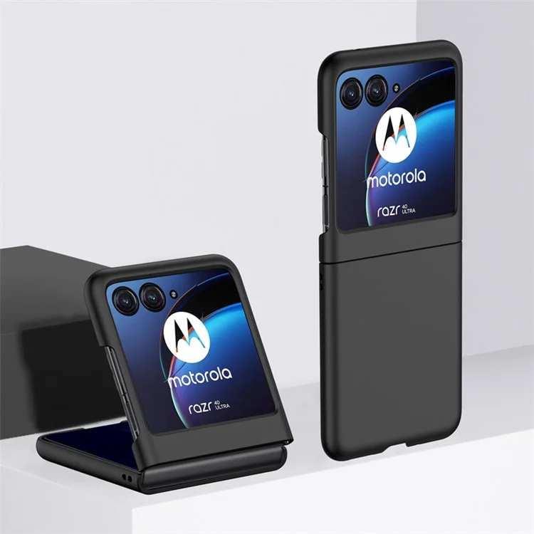 Para Motorola Razr 40 Ultra 5G Funda de Teléfono Dura de PC Ultrafina Cubierta de Espalda Táctil de Piel - Negro