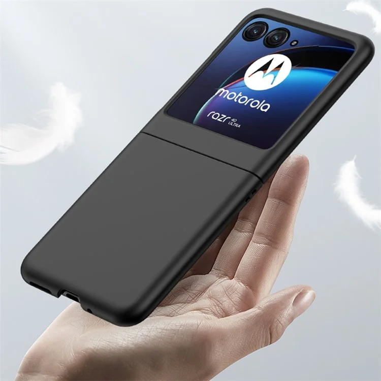 Para Motorola Razr 40 Ultra 5G Funda de Teléfono Dura de PC Ultrafina Cubierta de Espalda Táctil de Piel - Negro