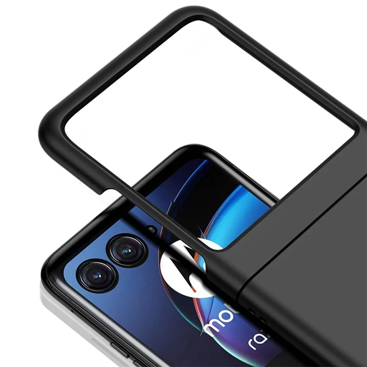 Para Motorola Razr 40 Ultra 5G Funda de Teléfono Dura de PC Ultrafina Cubierta de Espalda Táctil de Piel - Negro