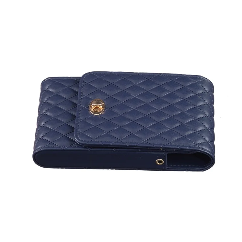 BFB01 Vertical Style PU Leather Shoulder Bag Wallet Coin Purse Pattern Imprinted Card Phone Pouch with Strap - Dark Blue