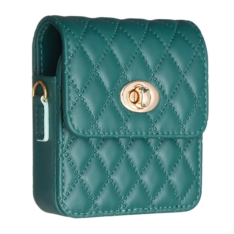 BFB03 PU Leather Mini Bag for Folding Cell Phones Card Wallet Coin Purse Pattern Imprinted Shoulder Pouch with Strap - Green
